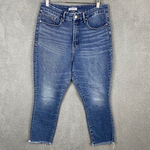 GOOD AMERICAN Good Curve High Waist Skinny Jeans Womens 12/31 (31x25) Raw Hem
